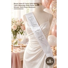 Yenilig 10 Adet Bride To Be Kuşağı – Beyaz Saten El Yazısı Italik Gümüş Yazılı, Bekarlığa Veda Partisi, Bridal Shower, Gelin Duşu Aksesuarı