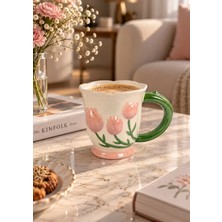Onedekor Tulip Lüsterli Pembe Porselen Kupa 420  ml
