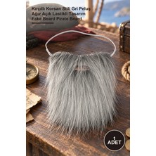 Yenilig 1 Adet Takma Sakal – Kırçıllı Korsan Stili Gri Peluş Ağız Açık Lastikli Tasarım Fake Beard Pirate Beard