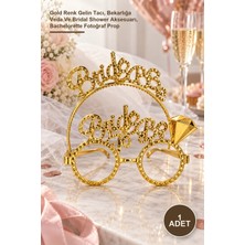 Yenilig 1 Adet Bride To Be Taç ve Gözlüğü Seti – Gold Renk Gelin Tacı, Bekarlığa Veda ve Bridal Shower Aksesuarı, Bachelorette Fotoğraf Prop