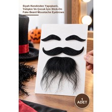 Yenilig 1 Adet Takma Sakal Bıyık Kaş Seti – Siyah Kendinden Yapışkanlı, Yetişkin ve Çocuk Için Stick-On Fake Beard Moustache Eyebrows
