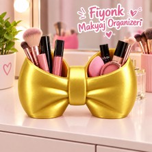 Piyatech Fiyonk Tasarımlı Makyaj Organizeri 16X10 cm – Kozmetik ve Makyaj Malzemeleri Düzenleyici - Gold