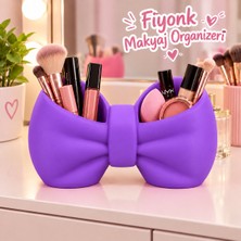 Piyatech Fiyonk Tasarımlı Makyaj Organizeri 16X10 cm – Kozmetik ve Makyaj Malzemeleri Düzenleyici - Mor