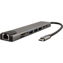 Powermaster Type-C 8in1 HDMI Çok Fonksiyonlu USB 3.0 Dock Station (Macbook - Pc - Playstation - Xbox)
