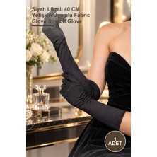 Yenilig 1 Adet Dirseğe Kadar Uzun Kumaş Eldiven – Siyah Likralı 40 cm Yetişkin Uyumlu Fabric Glove Stretch Glove