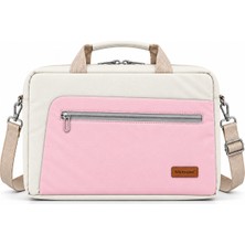 Microcase 9-14 Inç Laptop Tablet MacBook Taşıma Çantası Darbe Korumalı Omuz Askılı Çok Bölmeli Krem Pembe AL5694