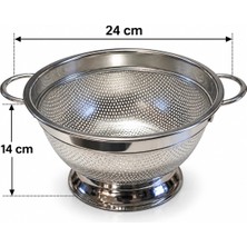 Nishev.com Evini Sev Paslanmaz Çelik Ayaklı Süzgeç 24 cm - Orta Boy Mutfak Süzgeci