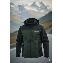 Snowmount Erkek Siyah Haki Softshell Su İtici Rüzgar Geçirmez Mont Ceket