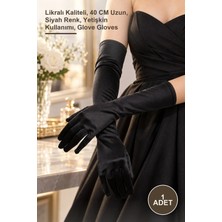 Yenilig 1 Adet Uzun Boy Ekstra Parlak Saten Eldiven – Likralı Kaliteli, 40 cm Uzun, Siyah Renk, Yetişkin Kullanımı, Glove Gloves