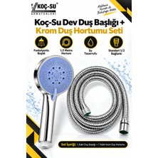 Beny Store Dev 3 Fonksiyonlu Duş Seti | Su Tasarruflu Masajlı Duş Başlığı | 1,5 M Krom Hortum