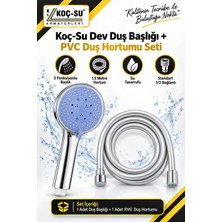 Beny Store Dev 3 Fonksiyonlu Mavi Duş Seti | Duş Başlığı + Bossra 1.5 Metre Pvc Duş Hortumu