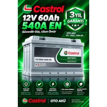 Ustaparçacı Castrol 12V 60 Ah Amper 540A En Akü L2 Kasa Bakım Gerektirmez (Üretim Yılı: 2026)
