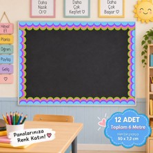 Ti Play Okul Pano Kenar Süsü 04 Sarı Neon Renkli Dalga 12'li 6 Metre