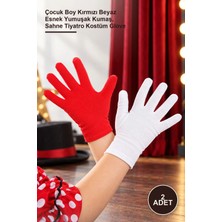 Yenilig 2 Adet Pandomim Eldiveni – Çocuk Boy Kırmızı Beyaz Esnek Yumuşak Kumaş, Sahne Tiyatro Kostüm Glove