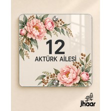 JHAAR Kişiye Özel Açık Taş Şakayık Desenli Pleksi Kapı Isimliği - Isim ve Kapı Numaralı 40X40 cm