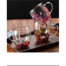 Pileli Store 350 ml Büyük Cidarlı Çiçekli Bardak 1 Adet ROYALEKS-1384