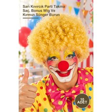 Yenilig 10 Adet Afro Bonus Peruk – Sarı Kıvırcık Parti Takma Saç, Bonus Wig ve Kırmızı Sünger Burun