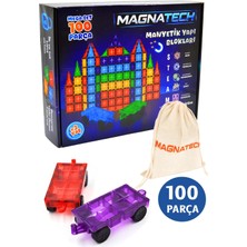 Magnatech Manyetik Yapı Blokları | 100 Parça |  2 Adet Araba Dahil |