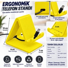 Piyatech Sarı Masaüstü Telefon Standı Kablo Kanallı Şarj Girişli Ergonomik Tutucu 9X7X10 cm