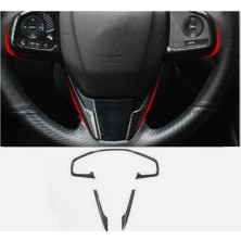 Stilix Garage Honda Civic Fc5 Fk7 Karbon Fiber Direksiyon Düğmesi Kaplama 2016-2020 3 Parça