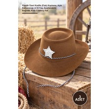 Yenilig 3 Adet Çocuk Kovboy Şapkası – Plastik Üzeri Kadife (Flok) Kaplama, Açık Kahverengi, 4-10 Yaş, Ayarlanabilir Bağcıklı, Kids Cowboy Hat