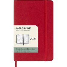 Moleskine 2027 12 Ay Haftalık Ajanda Cep Boy 9X14 Cm. Yumuşak Kapak Kızıl Kırmızı