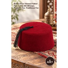 Yenilig 4 Adet Osmanlı Fesi – Bordo Keçe Yöresel Folklor Fesi, 4 Yaş (54 cm Çap), Püsküllü Fez, Traditional Fez