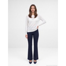 Dilvin 73037 Fermuar Detaylı Flare Pantalon-K.lacivert