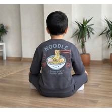 Cg Kids Noodle Sırt Baskı Detaylı Antrasit Erkek Çocuk Sweatshirt ve Eşofman 3 Iplik Alt Üst Takım