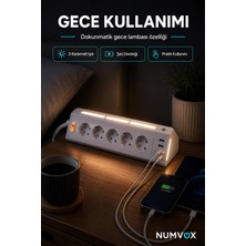 Akım Korumalı Priz Siyah 9’lu (5 Priz + 2 Usb-A + 2 Usb-C) 3680W 16A, 2 Metre Kablolu