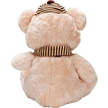 Akıllı Bayi 1001521 Peluş Ayı Oturan Şapkalı Atkılı 50CM 2r (Adet Fiyatıdır) Aby