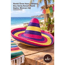 Yenilig 2 Adet Sombrero Meksika Şapkası – Renkli Örme Hasır, Yetişkin Boy Geniş Kenarlı Yazlık Şapka, Mexican Hat
