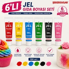 Şeker & Sugar Şeker Sugar Jel Gıda Boyası Seti 100 ml (6'lı & 13'lü) 6'lı Temel Renk Seti