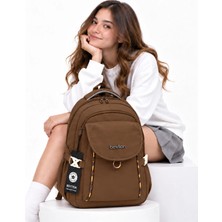 Harmela Suya Dayanıklı Kumaş Okul Çantası Unisex Günlük Okul Sırt Çantası Hrm - 2602 Vizon