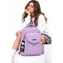 Harmela Suya Dayanıklı Kumaş Okul Çantası Unisex Günlük Okul Sırt Çantası Hrm - 2602 Lila