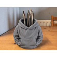 Bin1çeşit 3D Baskı Kapüşonlu Sweatshirt Kalemlik - Masaüstü Organizer-Gri