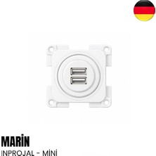 İnprojal Inprojal Marin Ikili USB Şarj Söketi - Mini (Tekne, Yat, Karavan) - Beyaz