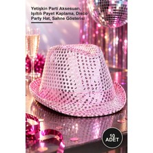 Yenilig 10 Adet Pembe Payetli Fötr Parti Şapkası – Yetişkin Parti Aksesuarı, Işıltılı Payet Kaplama, Disco Party Hat, Sahne Gösterisi