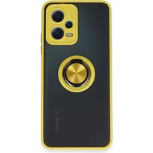 Bin1çeşit Redmi Note 12 5g Kılıf Montreal Yüzüklü Silikon Kapak - Sarı