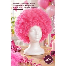 Yenilig 3 Adet Bonus Peruk – Pembe Kıvırcık Afro Model Astarlı Peruk, Yetişkin ve Çocuk Için, Costume Wig Pink