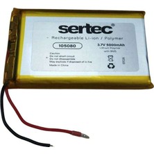 Bin1çeşit Sertec 105080 3.7V 5000 Mah Li-Polymer Pil (DEVRELI/1.5A)