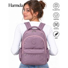 Harmela 2200 Mürdüm Hafif Kullanışlı Okul Sırt Çantası Unisex Okul Çantası Günlük Sırt Çantası