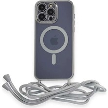 Bin1çeşit iPhone 13 Pro Kılıf Divo Lazer Askılı Magsafe Kapak - Gümüş