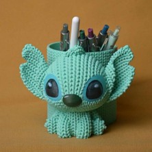 Bin1çeşit 3D Baskı Knitted Kalemlik - Sevimli Karakterli Masaüstü Kalem Organizeri-Mint