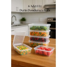 Bin1çeşit 6?lı Derin Dondurucu Saklama Kabı & Organizeri 1 Lt 12,5X19,5X5,5 cm