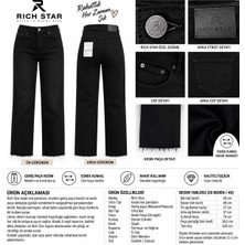 Rich Star Kesik Paça Kadın Likralı Siyah Kot Pantolon