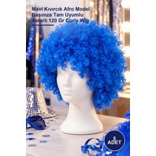 Yenilig 5 Adet Bonus Peruk – Mavi Kıvırcık Afro Model Başınıza Tam Uyumlu Astarlı 120 gr Curly Wig