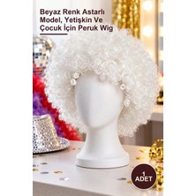Yenilig 1 Adet Kıvırcık Afro Peruk – Beyaz Renk Astarlı Model, Yetişkin ve Çocuk Için Peruk Wig