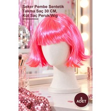Yenilig 5 Adet Küt Şekilli Parti Peruk – Şeker Pembe Sentetik Takma Saç 30 Cm, Küt Saç Peruk/wig