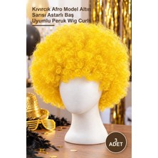 Yenilig 3 Adet Bonus Peruk – Kıvırcık Afro Model Altın Sarısı Astarlı Baş Uyumlu Peruk Wig Curls